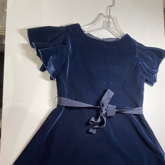 Crewcuts Velvet Ribbon Tie Dress in navy blue Size: 8 - Picture 4 of 6